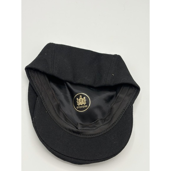 Vintage Stevens Wool Flat Cap Cabbie Hat Black Yellow "I" Iowa Size 7 USA Made - Picture 5 of 9